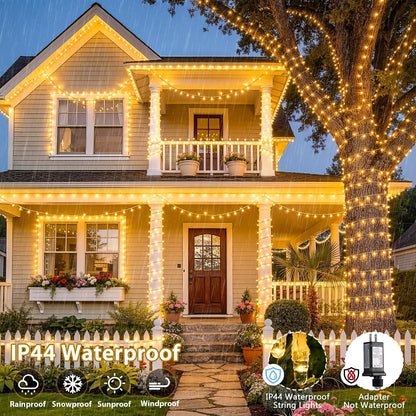 168Ft String Lights Outdoor Waterproof, 600 LED Christmas Lights | Classroom Lights Indoor Plug in for Patio Tree Room Wedding Party Christmas Pergola Decor, Remote, Clear Wire, Warm White