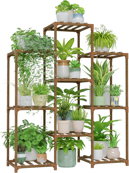 Plant Stand Indoor Plants Shelf Outdoor Wood Plant Rack | for 4 Tiers Large Flower Stand for Multiple Plants Ladder Plant Holder for Living Room Boho Home and Gardening